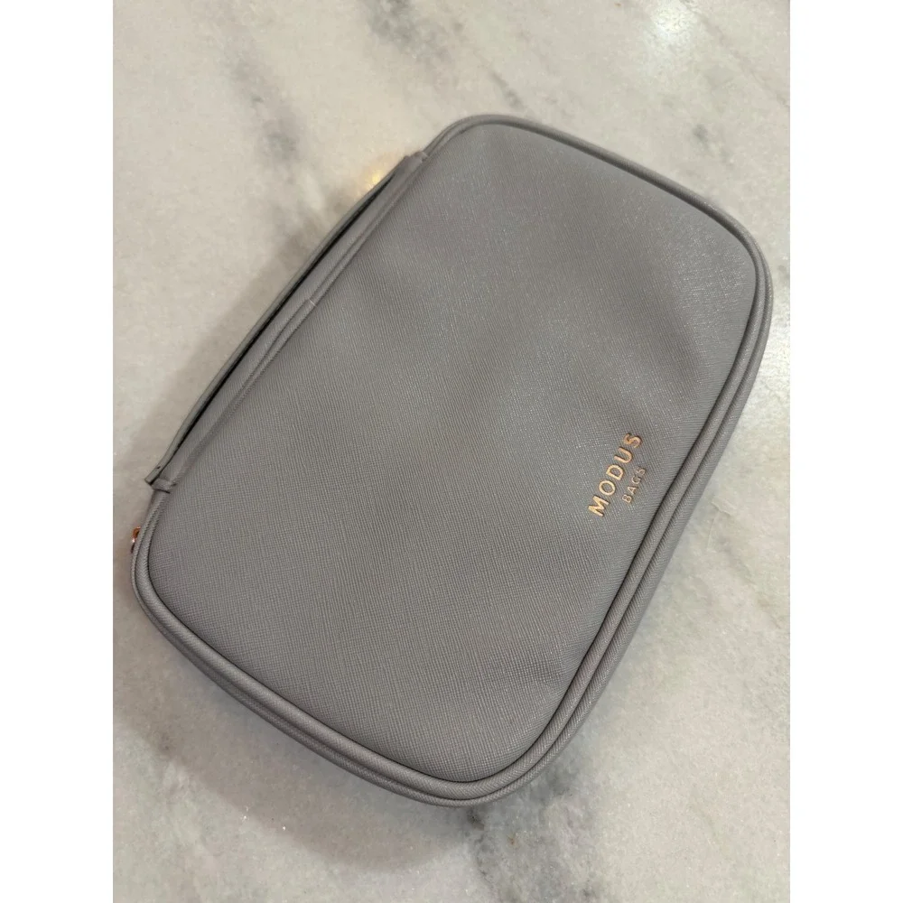 Modus Bags Jewelry Travel Organizer Case Grey Saffiano Vegan Leather Rose Gold